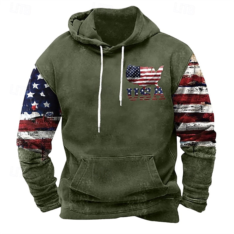 Ανδρικά Φούτερ με Κουκούλα Μαύρο Πράσινο Χακί Βαθυγάλαζο Θαλασσί Καφέ Με Κουκούλα Εθνική Σημαία Τσέπη Αθλήματα & Ύπαιθρος Καθημερινά Αργίες Πολυεστέρας Κομψό στυλ street Βασικό Καθημερινό 2026 - $26.99 –P7