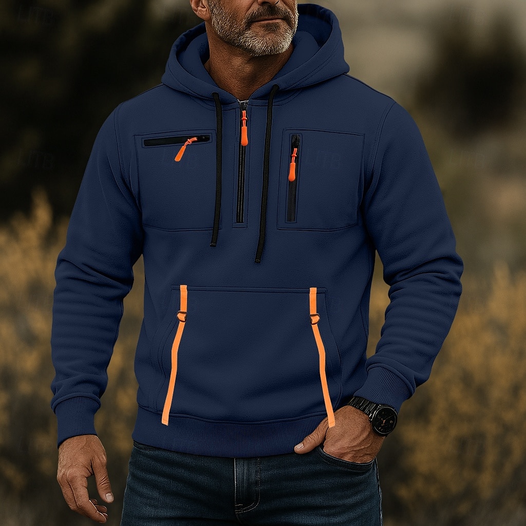 Hombre Sudadera Sudadera con capucha y cremallera de un cuarto Sudadera táctica con capucha Negro Verde Ejército Azul Marino Caqui Gris Claro Con Capucha Plano Cremallera Deporte Casual Diario Ropa 2025 - $23.99 –P2