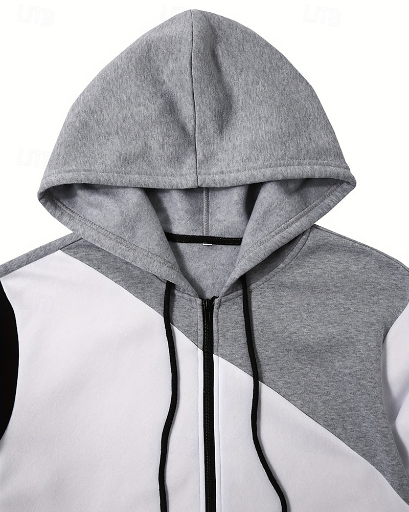 Per uomo Felpa con cappuccio Felpa con cappuccio a zip intera Felpe con cappuccio e zip Giacca in Pile Felpa con cappuccio in pile Bianco Con Cappuccio Semplice Patchwork Tasca Sport & Outdoor del 2025 a $22.99 –P4