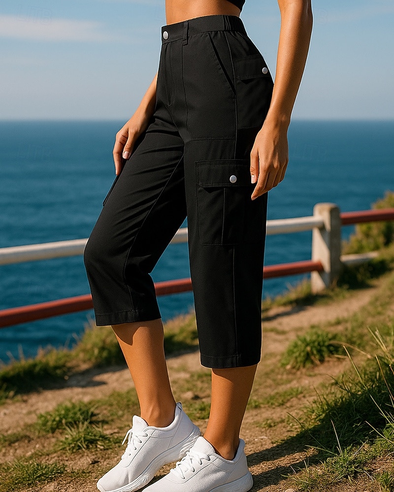 Women's Sweatpants Jogging Pants Cargo Capri Pants Pockets Straight Leg High Waist Bottoms Gym Athleisure Workout Fall / Winter Micro Elasticity Breathable Hiking Workout Athletic Loose Fit Sportswear 2026 - $26.99 –P2