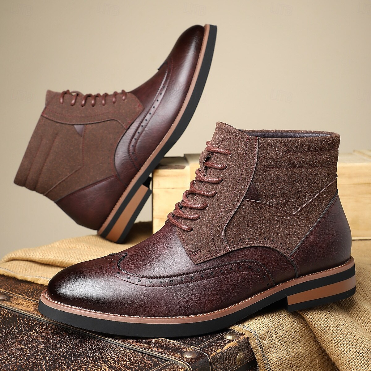 Per uomo Stivali Camminata Vintage Casual Britannico Pelle PU Camoscio Confortevole Antiscivolo Caldo Allacciatura Nero Giallo Marrone Autunno Inverno del 2025 a $54.99 –P11