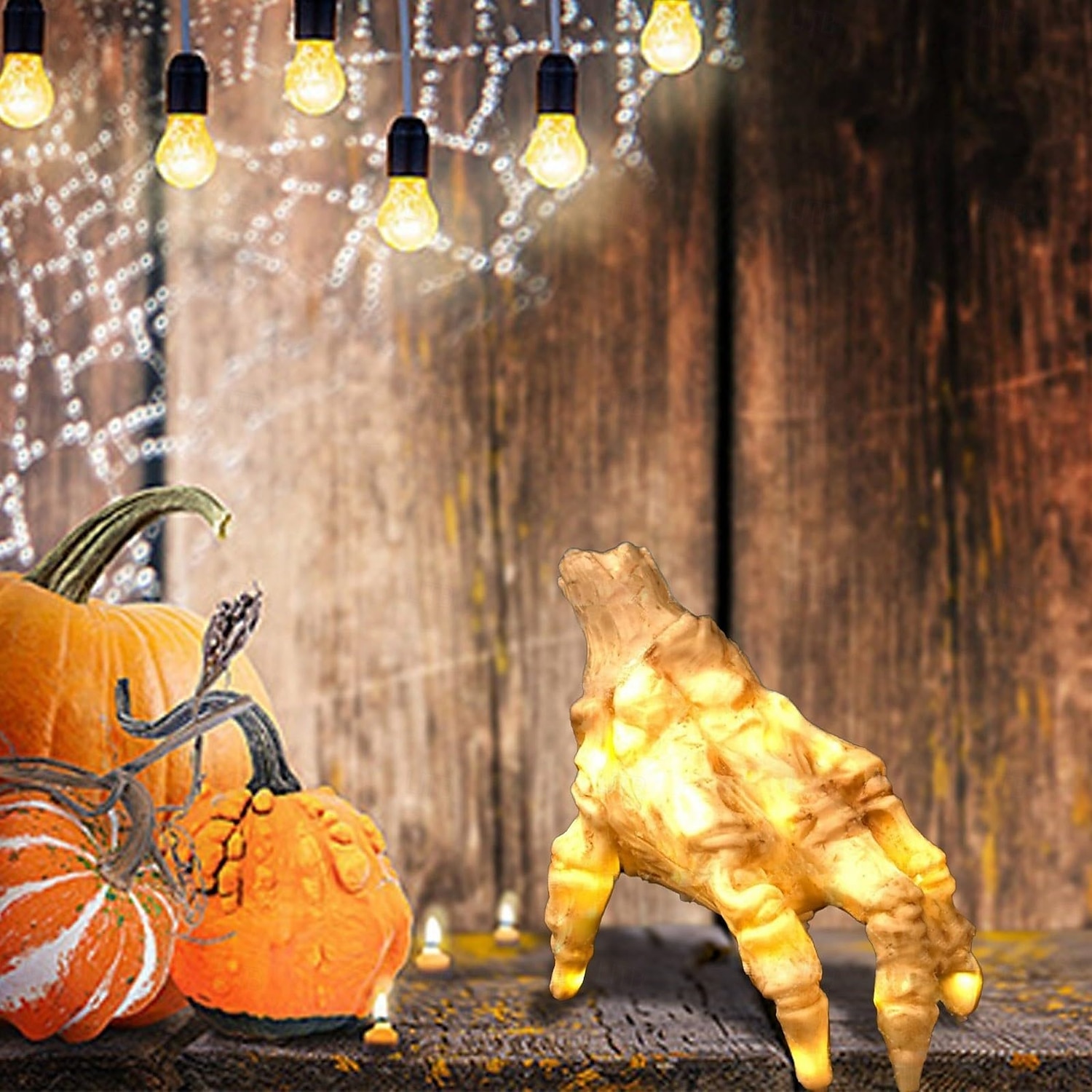Decorazioni di Halloween a forma di mano di scheletro che striscia, spaventoso teschio che striscia attivato dal suono, mano di scheletro che striscia con luce calda alimentata a batteria per feste, del 2025 a $51.99 –P2