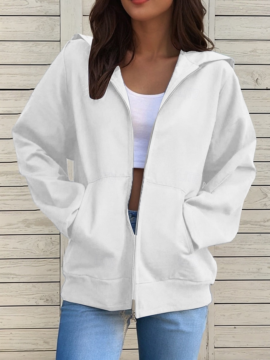 Per donna Felpe con cappuccio Semplice Attivo Etnico Casual Manica Lunga Con Cappuccio Top Regolari Casuale Ferie Con zip Cerniera Coulisse Nero Bianco Rosa Blu Verde Primavera Autunno del 2025 a $27.99 –P5