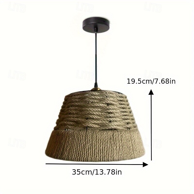 Suspension rustique en corde de chanvre, design conique en forme de cloche tissée à la main, lumière blanc chaud/blanc, e26/e27, chaîne réglable de 2025 ? $116.99 –P5