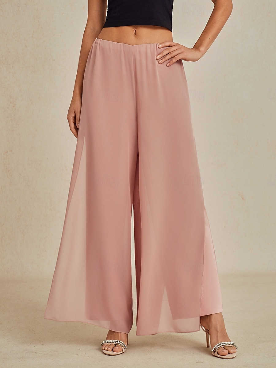 Dam Trosor Byxor med raka ben Elegant Stylish Klassisk Stil Fullängd Medium Midja Ensfärgat Elastisk midja Elastisk Bröllop Semester Fest Blush Pink Vår, Höst, Vinter, Sommar Normal 2025 - $27.99 –P2