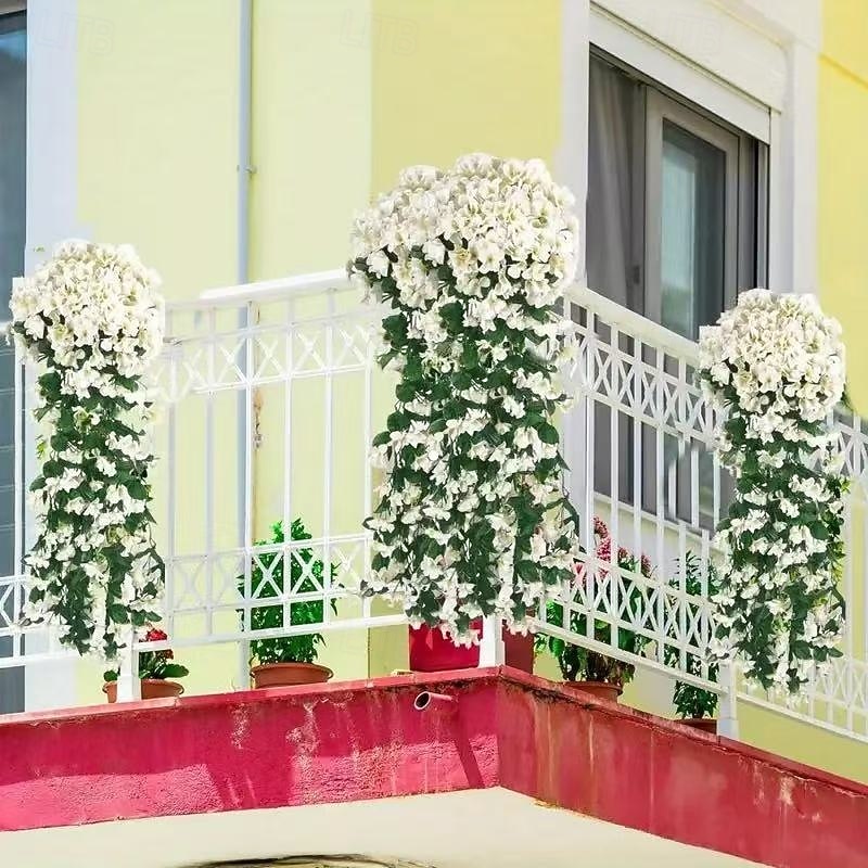 Pacote com 4 flores artificiais penduradas, guirlanda de glicínias artificiais para decoração de jardim interno e externo, pátio, varanda, casamento e casa, plantas penduradas violetas para todas as de 2026 por $30.99 –P3