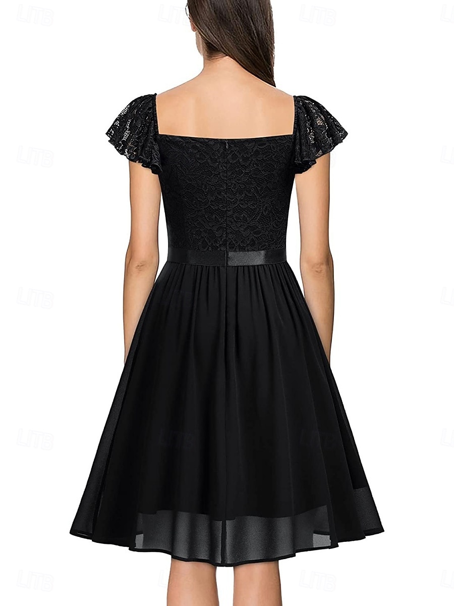 Damskie Sukienka mini Koronkowa sukienka Sukienka koktajlowa Sukienka dla gościa weselnego Szyfon Elegancja Moda Nowoczesny Na zewnątrz Spotkanie towarzyskie Regularny Równina Krótki rękaw W serek 2025 - $26.09 –P14