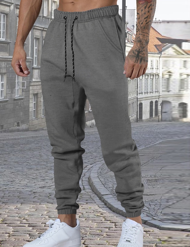 Męskie Spodnie dresowe Uprawiający jogging Spodnie Spodnie codzienne Kieszeń Elastyczny pas Ściągana na sznurek Solidne kolory Komfort Pełna długość Na zewnątrz Codzienny Bieganie Urlop Prosty Czarny 2025 - $17.99 –P4