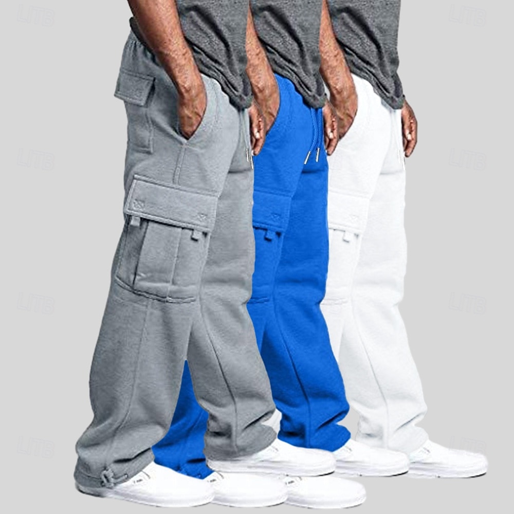 Herr Militärbyxor Fleecebyxor Joggingbyxor Joggare Långbyxor Elastisk midja Snörning Flera fickor Ensfärgat Vindtät Utomhus Knelängd Utomhus Ledigt Dagligen Mode Streetwear Svart + Vit + Ljusgr 2025 - $35.99 –P7