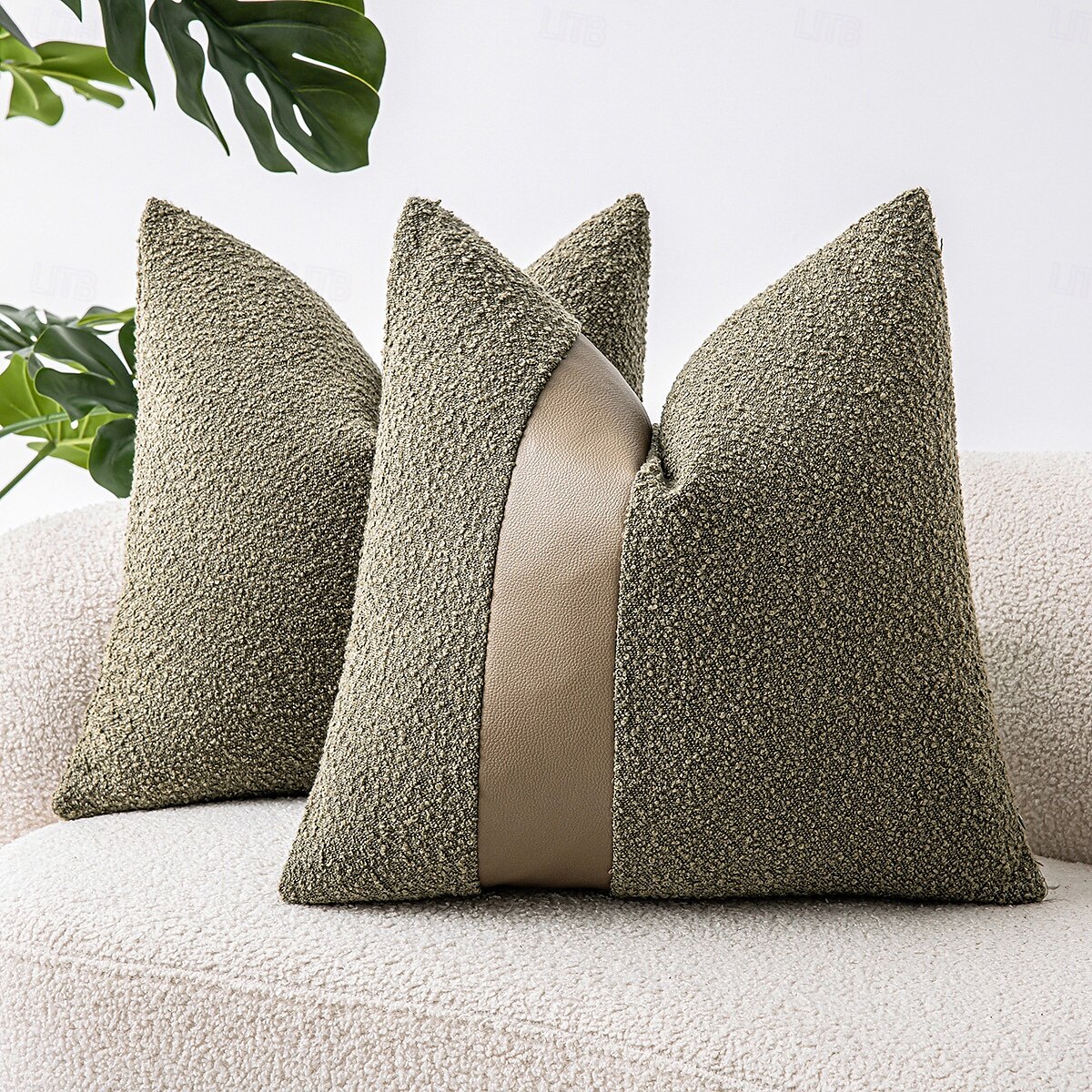 capas de almofadas de patchwork com textura de pompom de cor sólida e couro sintético, 45,72 x 45,72 cm, almofadas macias e confortáveis para sofá, quarto, sala de estar, decoração de casa sem de 2025 por $20.99 –P2