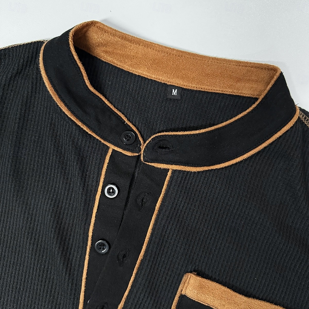Men's Waffle Henley Shirt Tee Long Sleeve Solid Color Plain Fashion Designer Casual Color Block Buttons Henley Outdoor Casual Daily Summer Fall Winter Black Navy Blue khaki Henley T-Shirt 2025 - $22.99 –P2