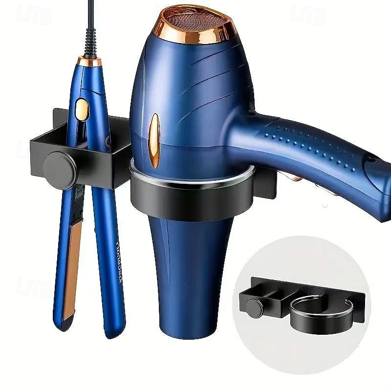 Wandmontierter Organizer für Haarwerkzeuge, Badezimmer-Aufbewahrungshalter ohne Bohren für Haartrockner und Glätteisen &Lockenstab, leichter 300 g Haar-Accessoire-Ständer mit Handtuchhaken, passt zu 2026 - $23.99 –P5