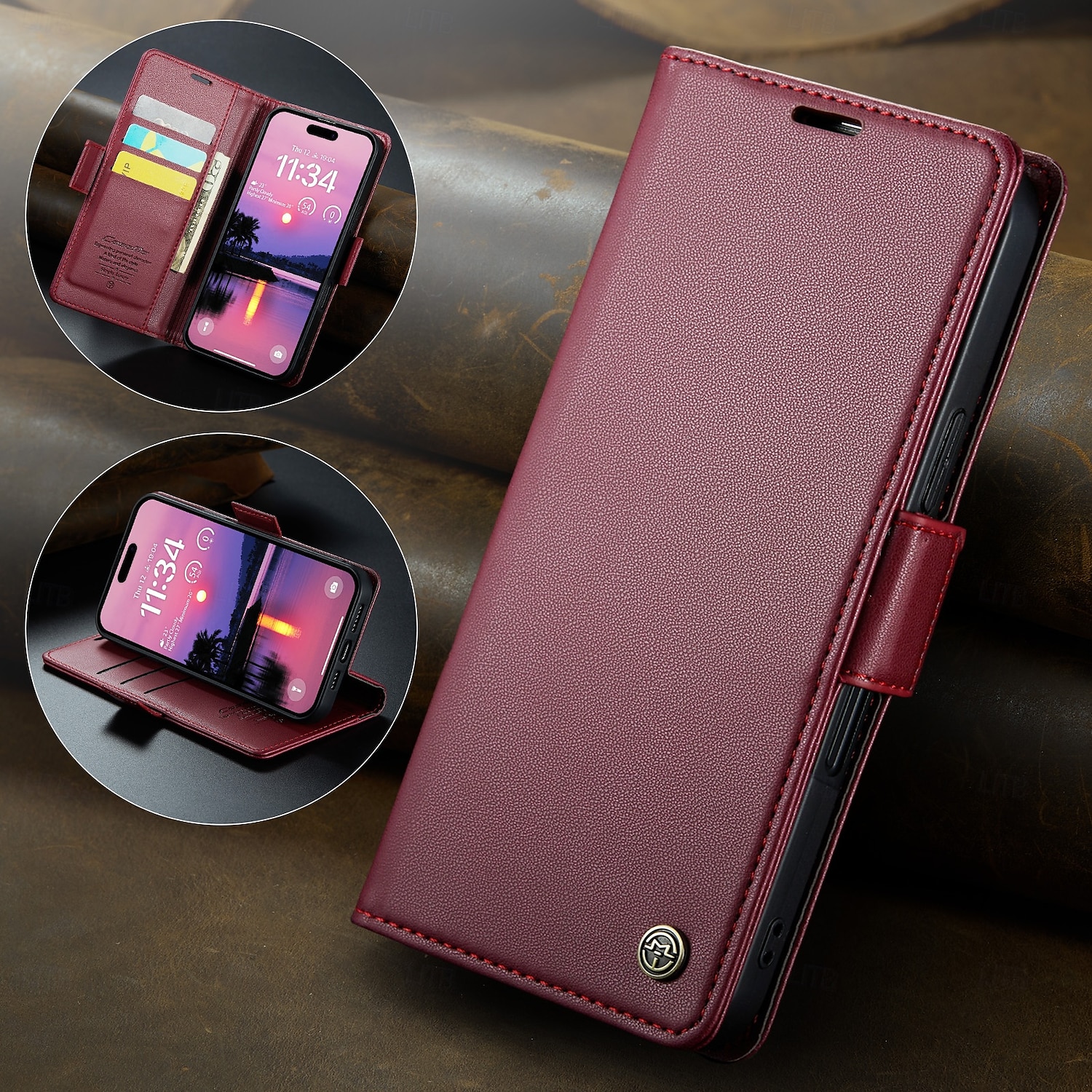 telefon Carcasă Pro Apple AirTag iPhone 16 15 14 Pro Max Plus iPhone 16e Flip Cover Ochrana celého těla Stojánek Slot pro kartu TPU PU kůže 2025 - $12.99 –P4