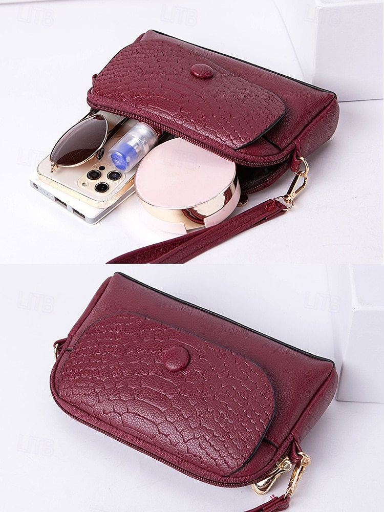 borsa a tracolla da polso in similpelle da donna con patta in stampa coccodrillo – elegante piccola borsa a tracolla per l'uso quotidiano, i viaggi e il lavoro del 2025 a $14.99 –P7
