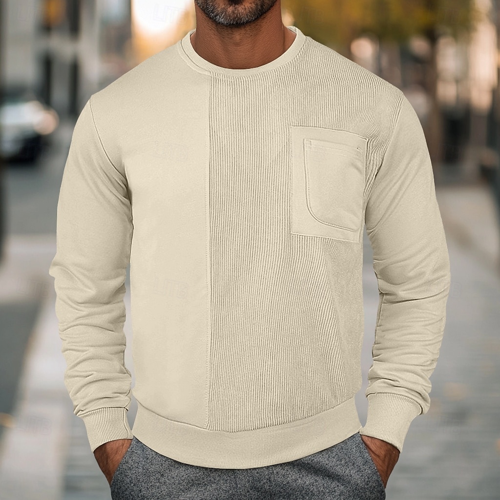 Men's Sweatshirt Black White Beige Gray Crew Neck Plain Patchwork Casual Daily Holiday Polyester Streetwear Cool Designer Fall & Winter All Seasons Clothing Apparel Hoodies Sweatshirts  Long Sleeve 2025 - $26.99 –P2