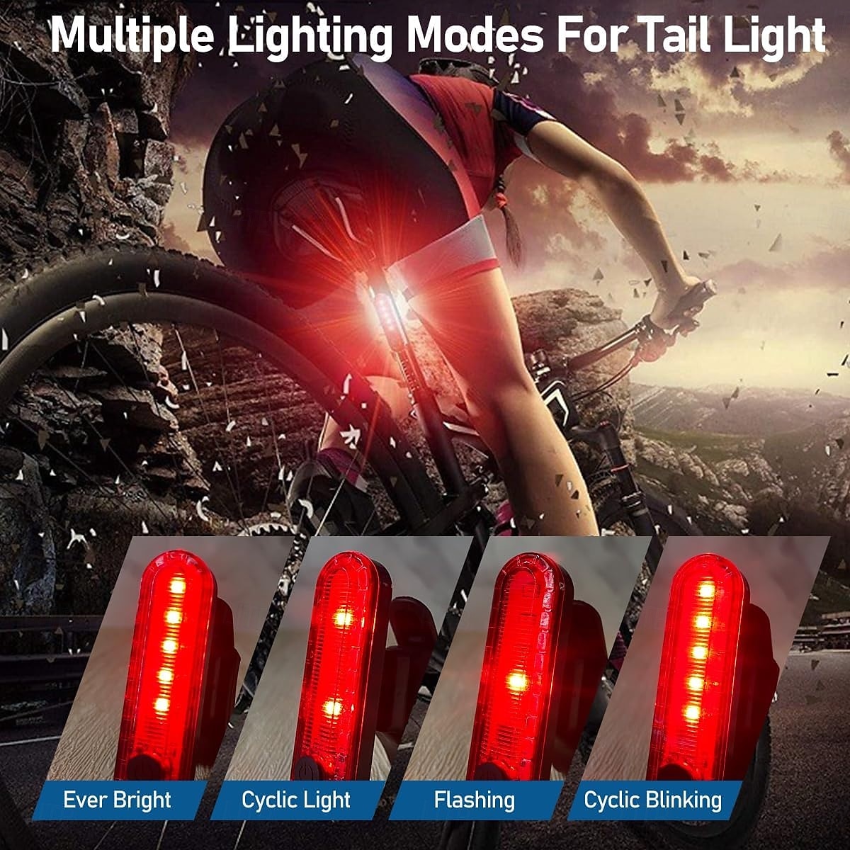 Luces solares recargables para bicicleta, luces nocturnas ultrabrillantes para bicicleta, faro delantero y luz trasera con timbre eléctrico, fáciles de instalar, impermeables, luces LED para bicicleta 2025 - $19.99 –P3