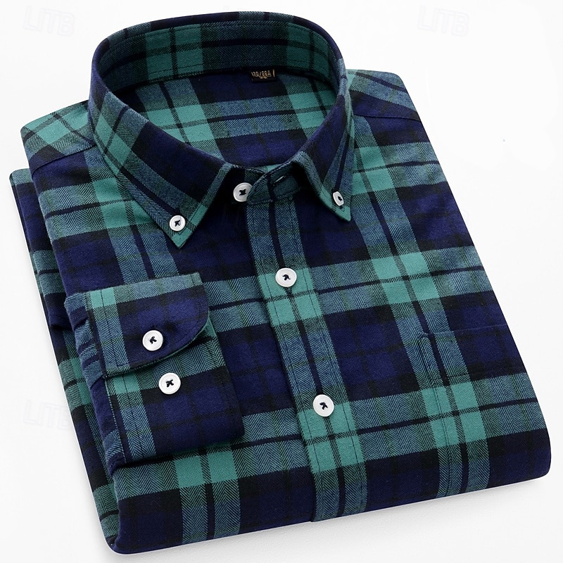 Per uomo Camicia Camicia elegante Camicia button-down Camicia a quadri A Quadri / A Righe / Chevron / Rotondo Abbigliamento quotidiano Abbigliamento Aziendale Giallo Blu marino scuro Marrone Verde del 2025 a $34.99 –P5