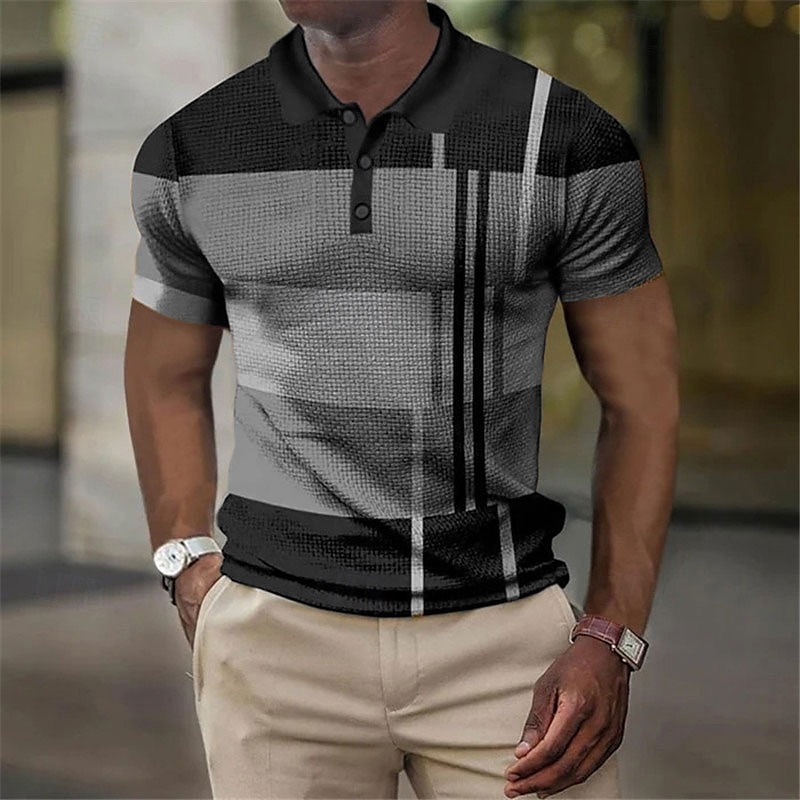 Per uomo Plaid Magliette Polo a Nido d'Ape Maglia da golf Manica Corta Magliette polo Camicie con Colletto Vintage Casual Abbigliamento da vacanza Abbigliamento Formale Abbigliamento da festa Bottoni del 2025 a $22.99 –P12