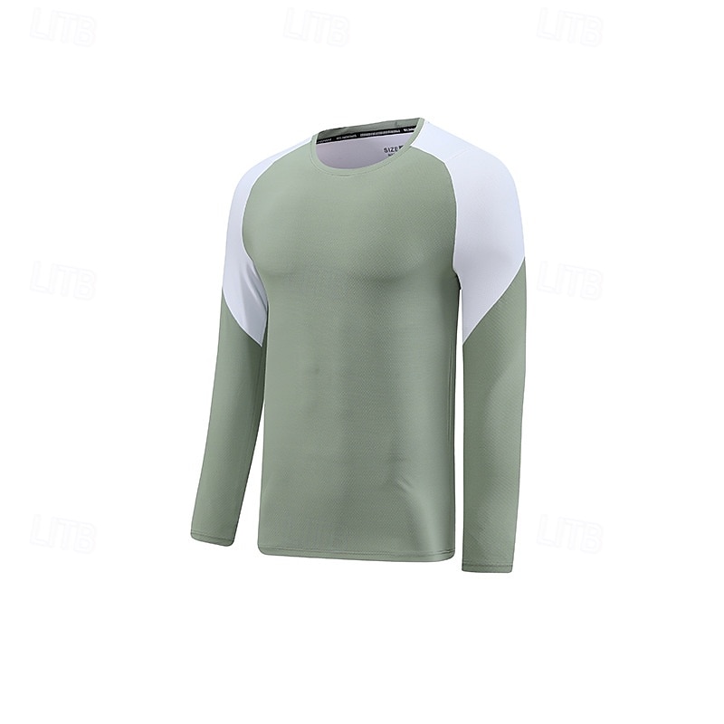 Hombre Camiseta de rendimiento Camiseta deportiva Manga Larga Cuello Barco Camiseta Al aire libre Secado rápido Reductor del Sudor antiolor Transpirable Poliéster Retazos Rosa Azul Azul cielo Tenis 2025 - $18.49 –P3