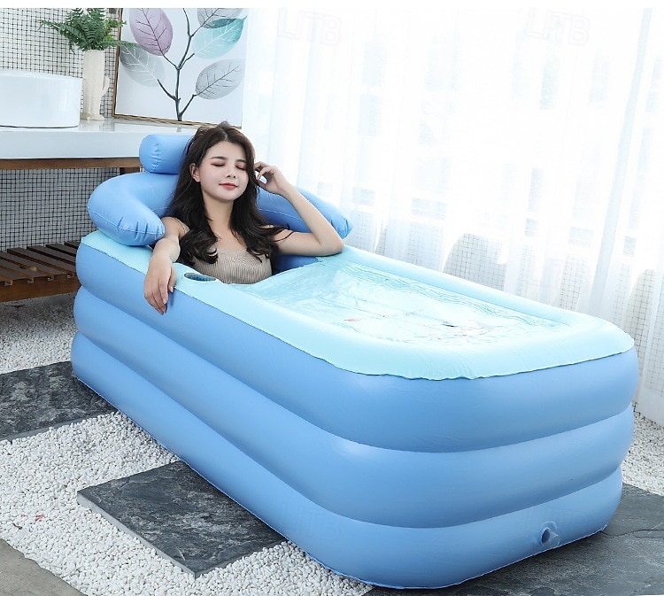 Vasca idromassaggio gonfiabile semplice, vasca idromassaggio portatile per esterni, vasca fredda con portabicchieri, poggiatesta, cuscino e pompa dell'aria elettrica wireless. Spa gonfiabile per bagno del 2025 a $140.99 –P2
