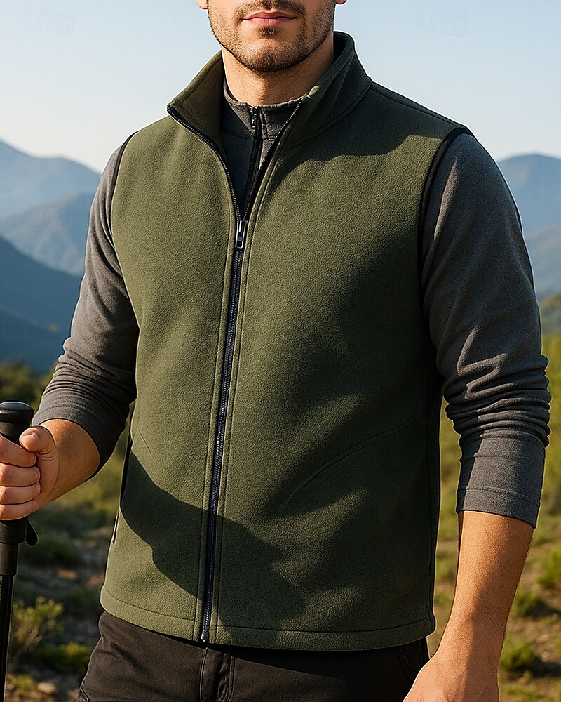 Herren Fleeceweste Ärmellos Weste Außen Thermowarm Winter Vollreißverschluss Polyester Armeegrün Jagd Angeln Klettern 2025 - $21.99 –P1