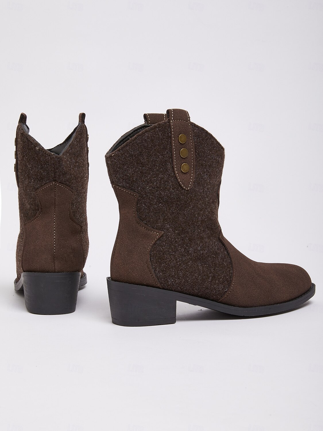 Bottes mi-mollet western couleur café pour femmes avec boutons décoratifs – design élégant inspiré de la ferme pour les festivals de récolte et les vêtements d'extérieur décontractés de 2025 ? $34.99 –P3