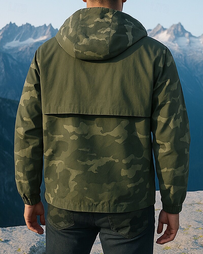 Homens Moletom com capuz impermeável Moletom Militar com Capuz Manga Longa Com Capuz Blusas Ao ar livre Prova-de-Água A Prova de Vento Inverno Poliéster camuflagem Verde Tropa Viajar Corrida de 2025 por $36.79 –P2