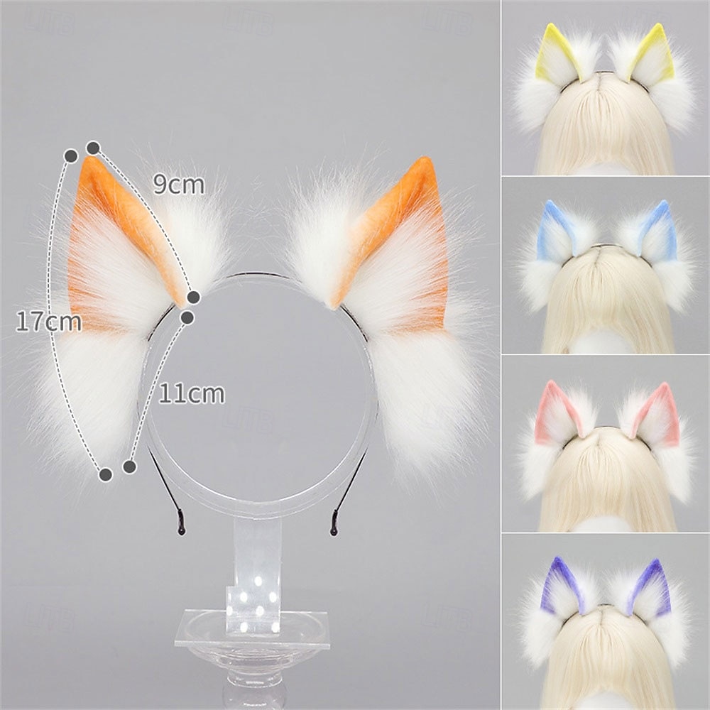 Fascia con orecchie da lupo realistiche – orecchie da volpe e lupo lolita fatte a mano per cosplay, stile kc, feste, convention e accessori per giochi di ruolo del 2025 a $30.99 –P2