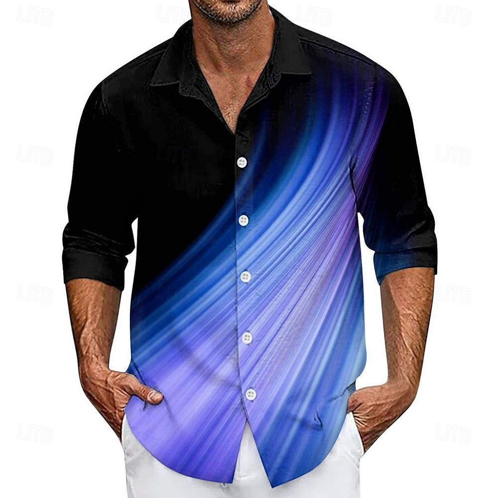 Voor heren Verloop Lijnen / golven Overhemd Overhemd met knopen Casual overhemd Lange mouw Mode-casual Vakantie Dagelijks Streetwear Zomer Lente Strijkijzer 3D-afdrukken shirts met kraag Rood blauw 2025 - $25.99 –P5