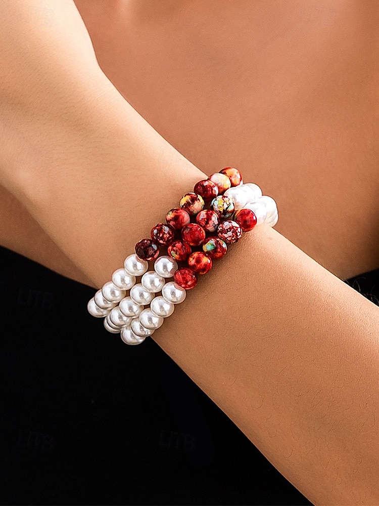 Conjunto de joyas de Halloween con gotas de sangre para mujer: gargantilla, pulsera y pendientes de perlas y cuentas rojas para fiestas de disfraces y eventos espeluznantes. 2025 - $18.99 –P6