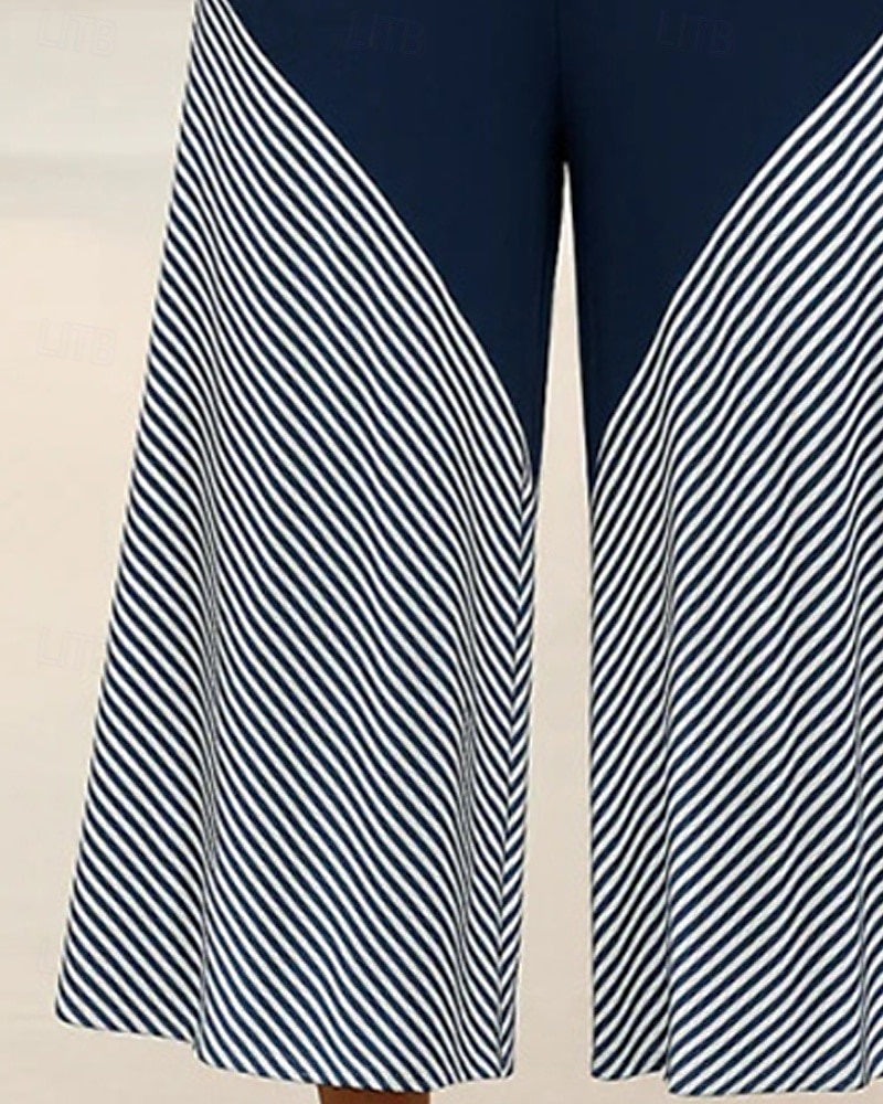 Femmes Normal Combinaison Streetwear Rayé Manche Courte Jambe large Col en V Avec Poches Imprimé Rue Quotidien Coupe régulière bleu marine Été de 2025 ? $27.99 –P3