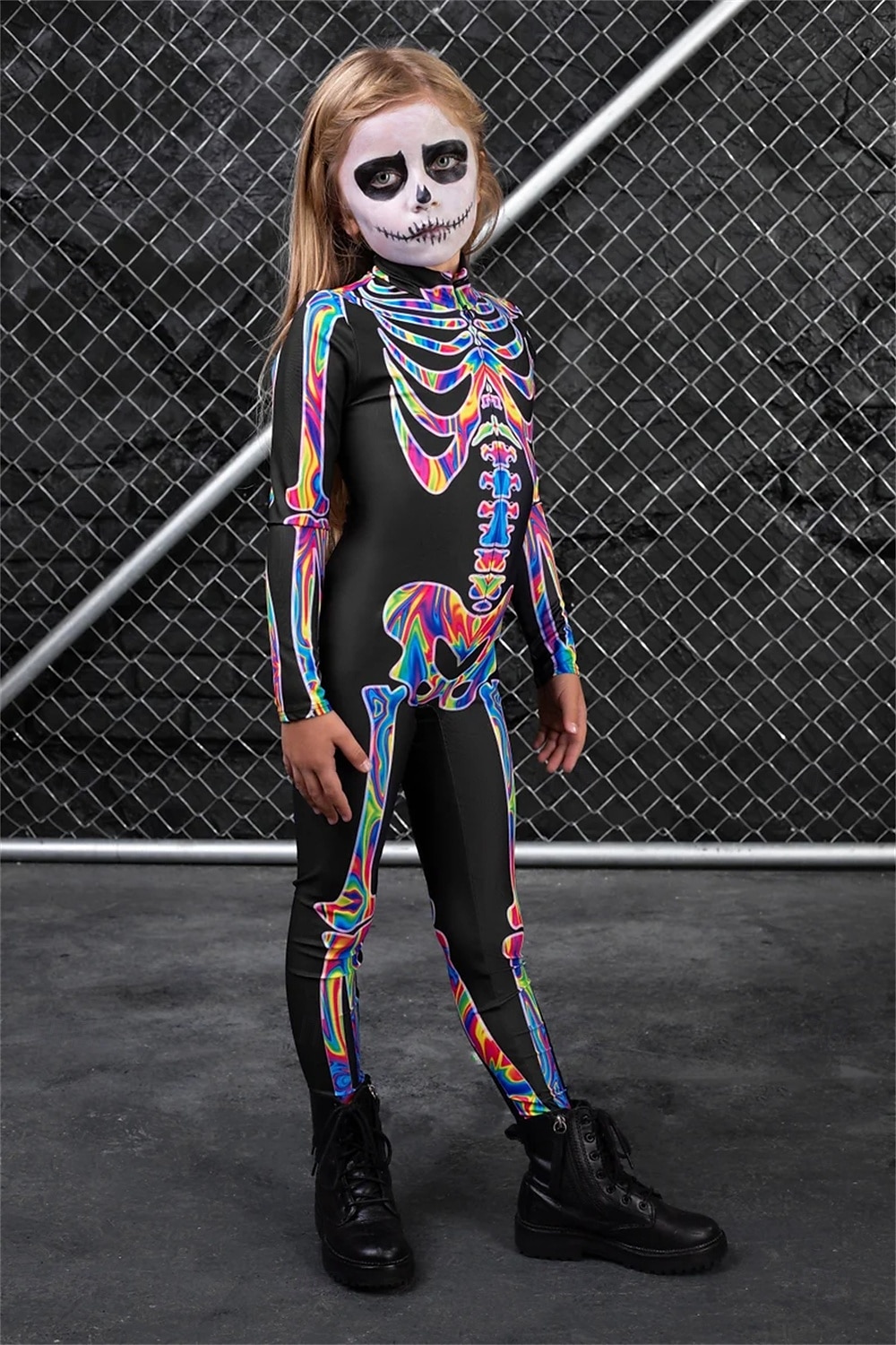 Koponya, csontváz Testhezálló Full Body Catsuit Ijesztő jelmez Férfi Női Fiú Gyermek Felnőttek Teljesítmény Parti Klub Mindszentek napja Farsang A halál napja Könnyű farsangi jelmez 2025 - $29.99 –P3
