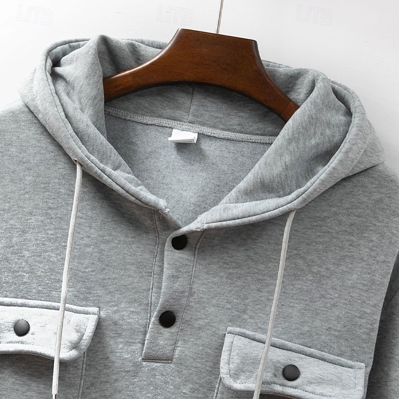 Муж. Толстовка Толстовка на пуговицах Толстовка из флиса Тактическая толстовка Черный Бордовый Темно синий Синий Хаки Капюшон Полотняное плетение Мульти карман 2025 - $23.99 –P11