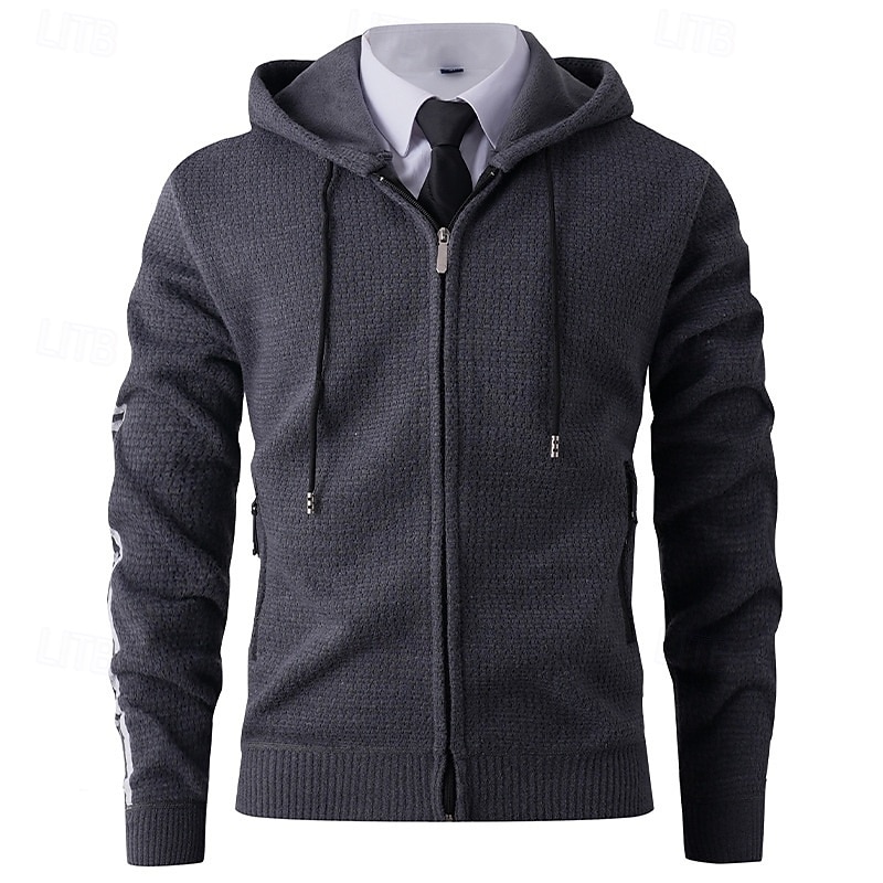 Homens Suéter Vestido Suéter Sueter Cardigan Suéter com zíper Suéter de malha Estriado Tricotar Tops regulares Tricotado Estriado Tecido Com Capuz Moda Xales Casual Roupa Diária Roupa Outono Inverno de 2025 por $32.99 –P1
