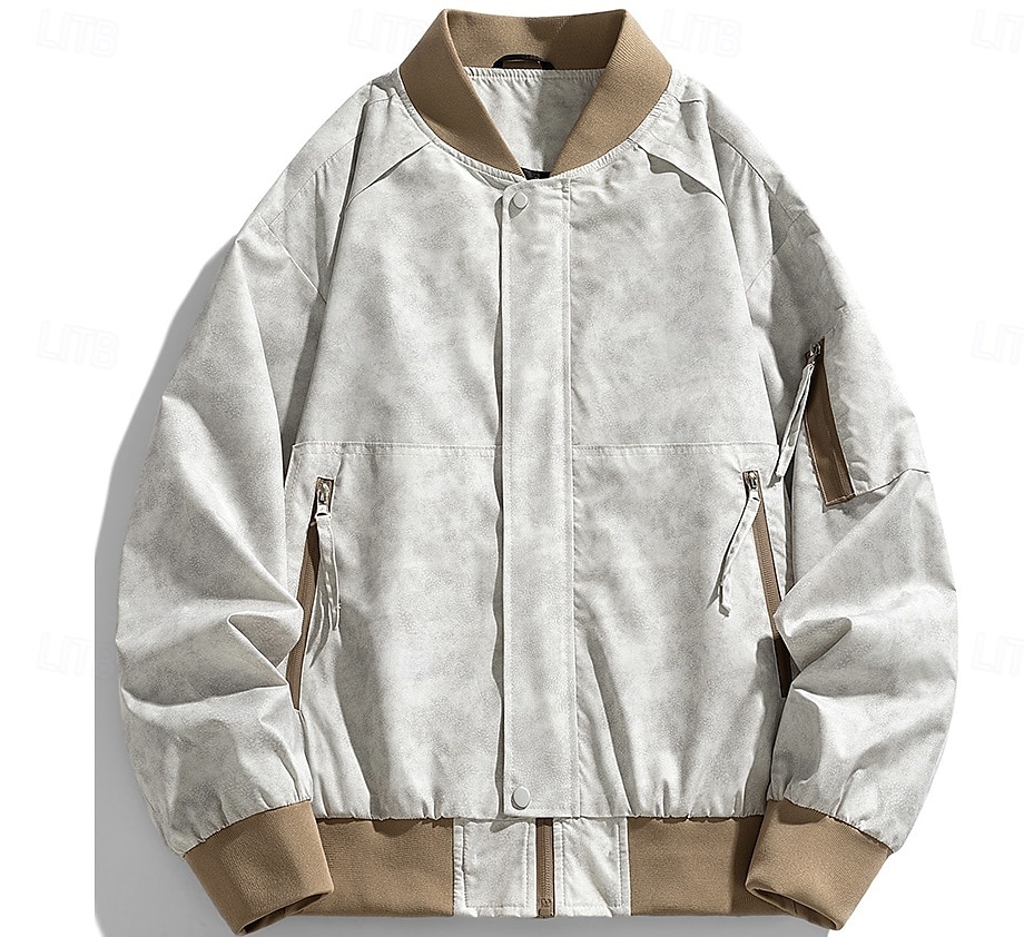 Per uomo Giacca Giacca Casual All'aperto Vacanza Caldo Cerniera Tasca Autunno Inverno Semplice Moda Comfort Colletto Mao Regolare Nero Cachi Giacca del 2025 a $49.99 –P4