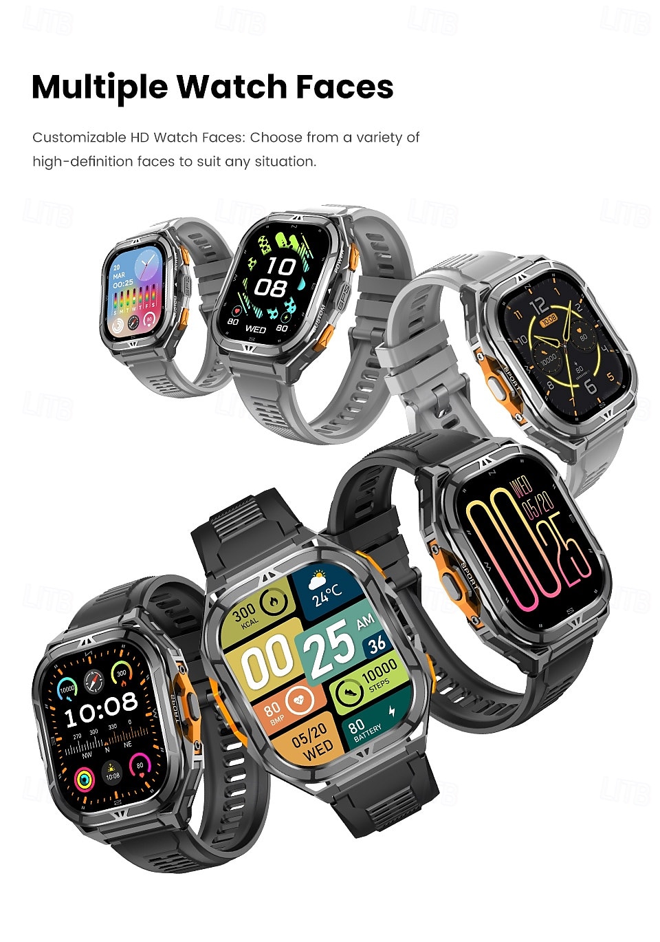 X5 Montre intelligente 1.96 pouce Smartwatch Montre Connectée Bluetooth Rappel d'appel Moniteur d'Activité Moniteur de Fréquence Cardiaque Rappel sédentaire Trouver mon Appareil Compatible avec de 2025 ? $68.99 –P12