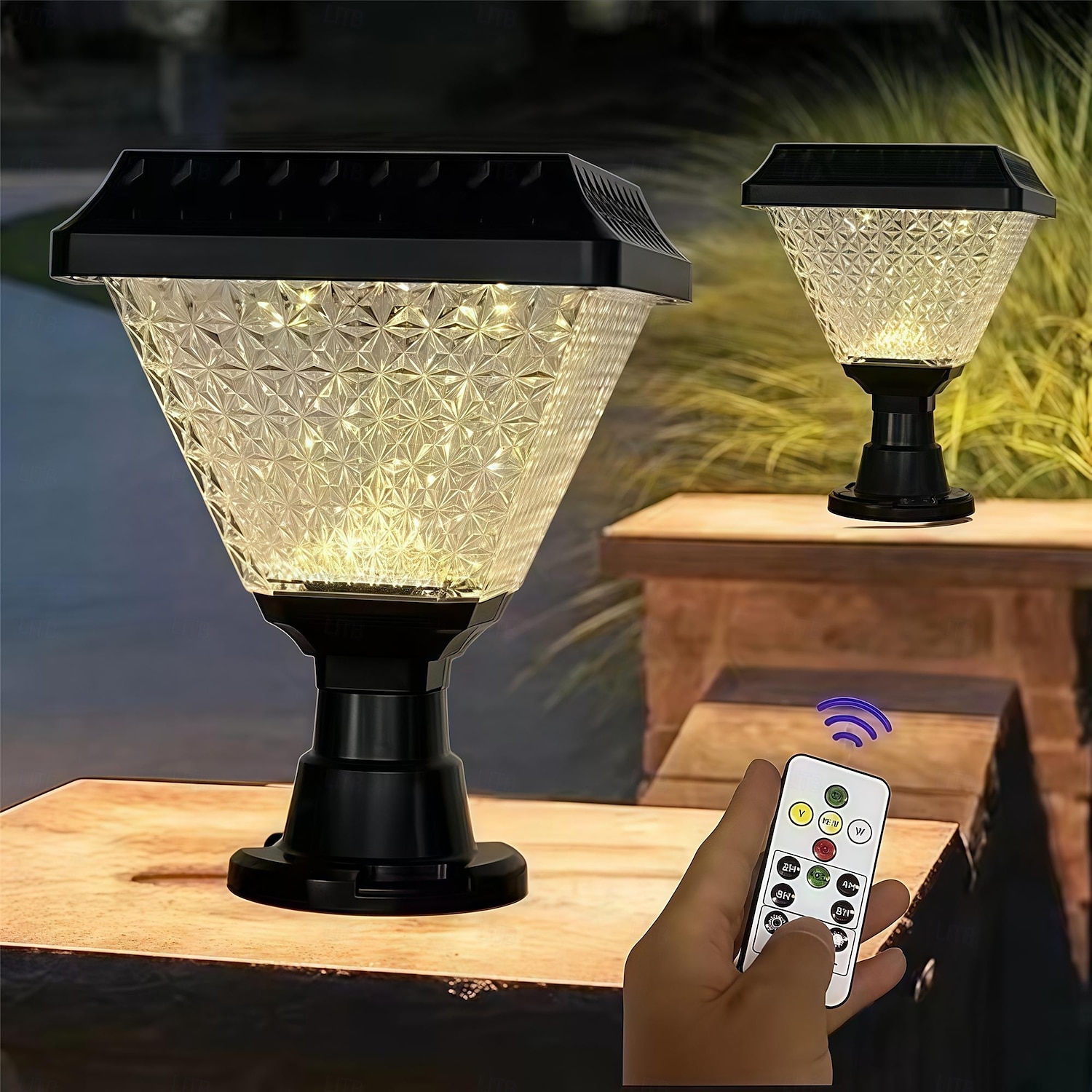 Lampada solare da esterno a LED con telecomando, temporizzata, con pilastro luminoso, IP65, lampada solare da giardino a LED, dimmerabile, RGB, luce calda, luce bianca, luce neutra, lanterna solare, del 2025 a $35.99 –P2