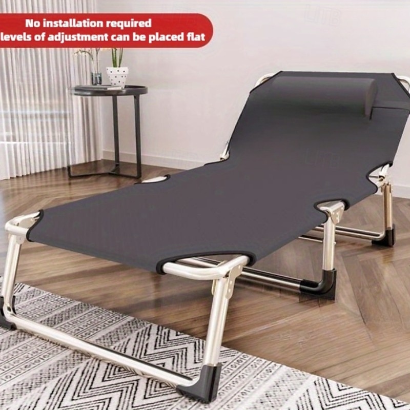 Multi-Functional Stainless Steel 1pc Portable Folding Cot - Leisure Lounge Bed with Oxford Fabric - No-Assembly Nap Bed for Office And Home Use 2025 - $130.99 –P6