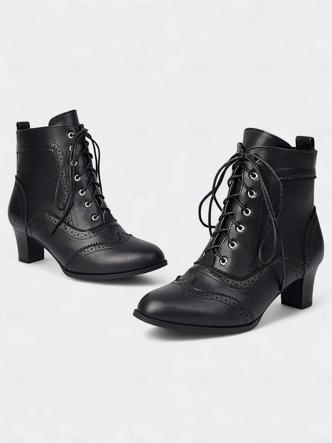 stivaletti alla caviglia stringati bianchi in stile edoardiano vittoriano da donna - stivaletti brogue vintage in pelle con tacco medio anni '90, scarpe eleganti retrò per tea party, cosplay, del 2025 a $59.99 –P3