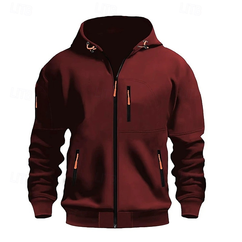 Per uomo Felpa con cappuccio Felpa con cappuccio a zip intera Nero Bianco Vino Blu marino Blu Reale Con Cappuccio Semplice Con zip Tasca Sport & Outdoor Quotidiano Ferie Poliestere Streetwear del 2025 a $22.99 –P8