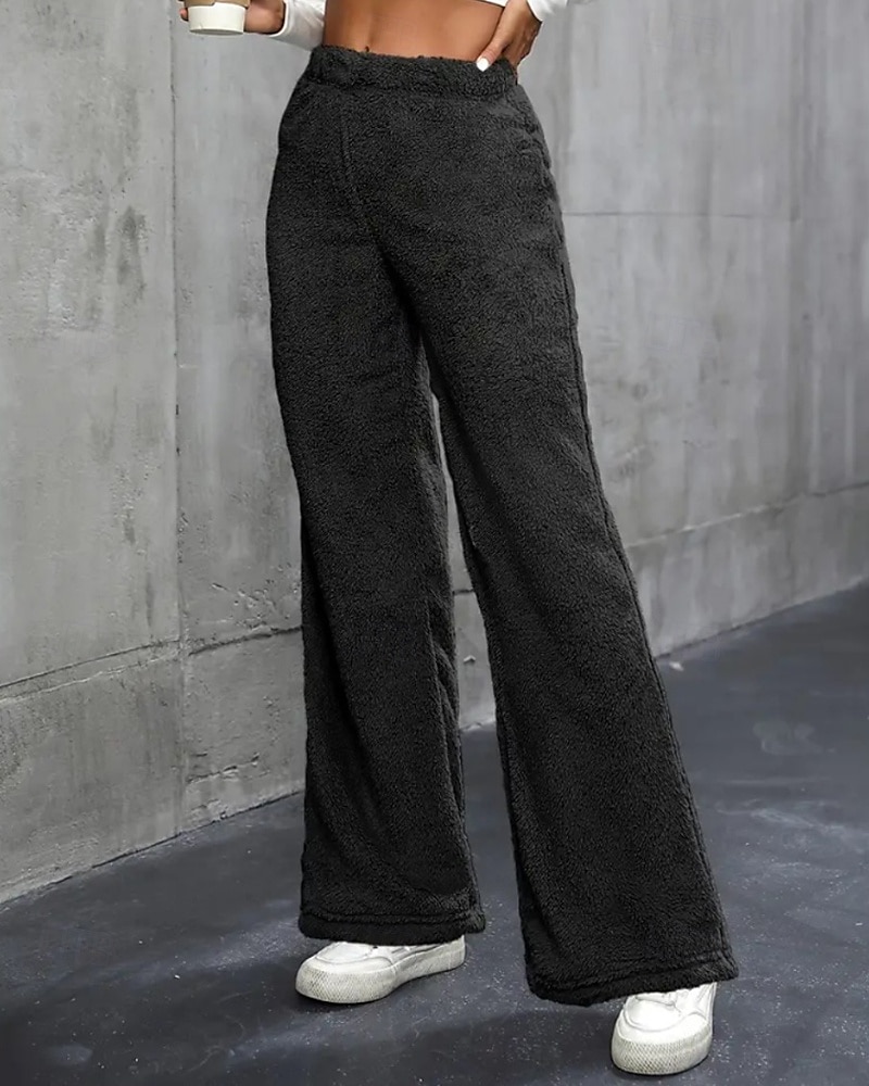 Per donna Gamba larga Pantaloni Eleganti Streetwear Casual Lunghezza intera Naturale Semplice Elastico in vita Confortevole Ferie Uscire Weekend Grigio Nero Bianco Cachi Autunno Vestibilità regolare del 2025 a $18.99 –P14