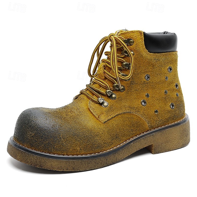 Bottines à lacets en daim vert pour homme – chaussures de travail vintage pour l'extérieur, idéales pour la randonnée automnale, le jardinage et le quotidien de 2025 ? $69.99 –P5