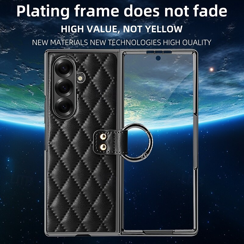 телефон Кейс для Назначение SSamsung Galaxy Z-образный сгиб 7 Z-сгиб 6 Z Fold 5 Z Fold 4 Z Fold 3 Кейс на заднюю панель Кольца-держатели Полная защита тела Ретро ТПУ Кожа PU 2025 - $25.99 –P1