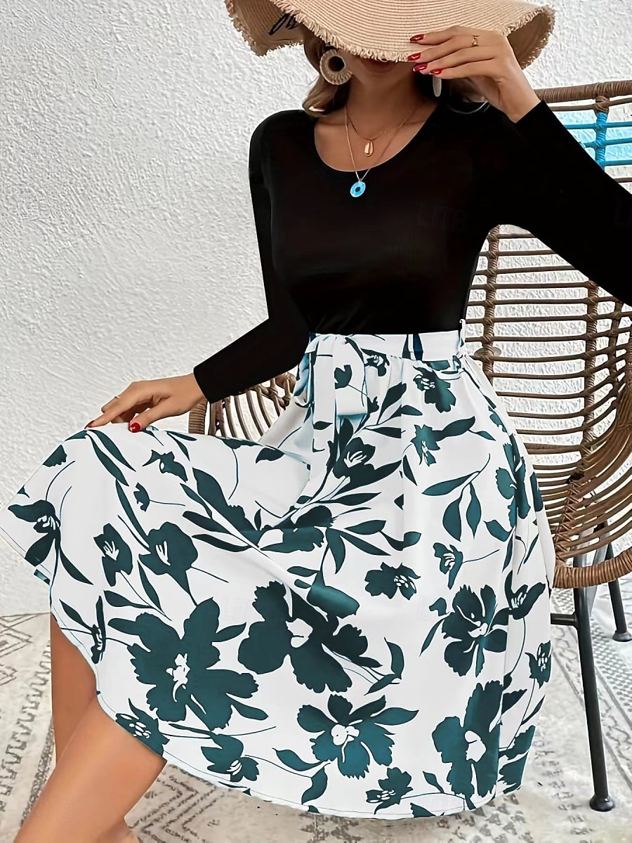 Naisten Mini mekko A linjainen mekko Vapaa-aika Päivittäin Normaali Kukka Kuvitettu Pitkähihainen Tiukka pyöreä kaula-aukko Tumman keltainen Valkoinen Keltainen Viini Kesä 2025 - $27.99 –P19