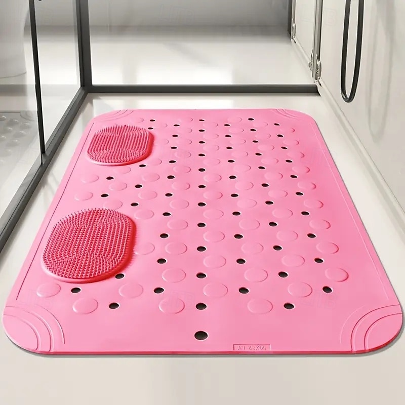Tappetino da bagno antiscivolo con fori di drenaggio, comodo tappeto da doccia massaggiante, design rettangolare tinta unita per la casa &uso alberghiero del 2025 a $6.99 –P6