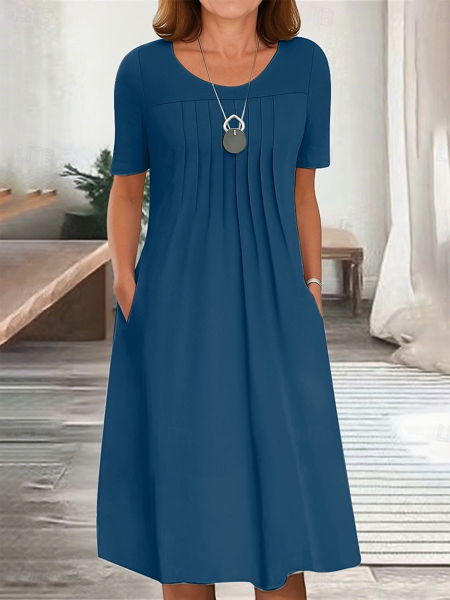 Damen Midikleid T-Shirt-Kleid A Linie Kleid Sommerkleid Urlaub Lässig Täglich Normale Passform Grafik Einfach Kurzarm Rundhalsausschnitt Schwarz Weiß Rote Blau Sommer Frühling 2025 - $31.99 –P1