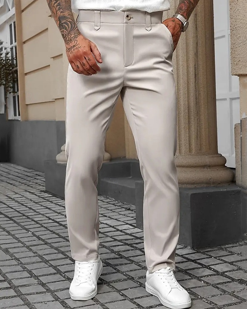 Hombre pantalones de traje Pantalones Chinos Bolsillo Botones Plano Comodidad Formal Fiesta Trabajo Moda Estilo clásico Negro Blanco Microelástico 2025 - $22.99 –P12