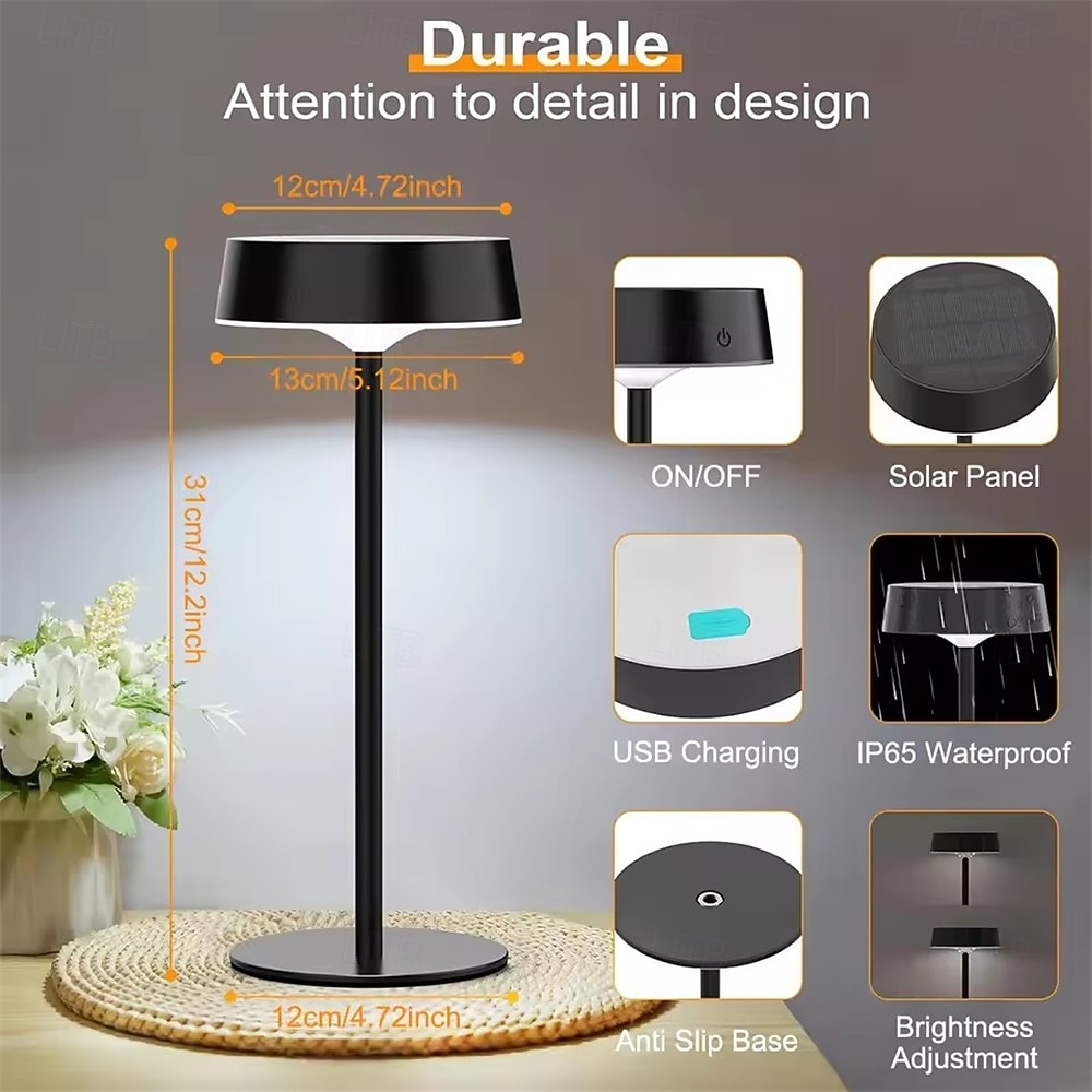 Outdoor Indoor  USB Solar Table Lamps Waterproof Cordless Desk Lamps Rechargeable Dimmable with 3 Color Temperature Small Touch Lamp  1PC 2026 - $34.99 –P2