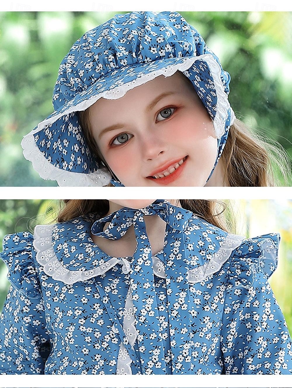 secolul al 19-lea Anii 1800 Vestul Sălbatic Rochie de prerie Set capotă și șorț Pionier Costume de fancy Fete Halloween Carnaval Ziua Mondială a Cărții Ținute pentru evenimente școlare Reconstituire 2025 - $46.99 –P21