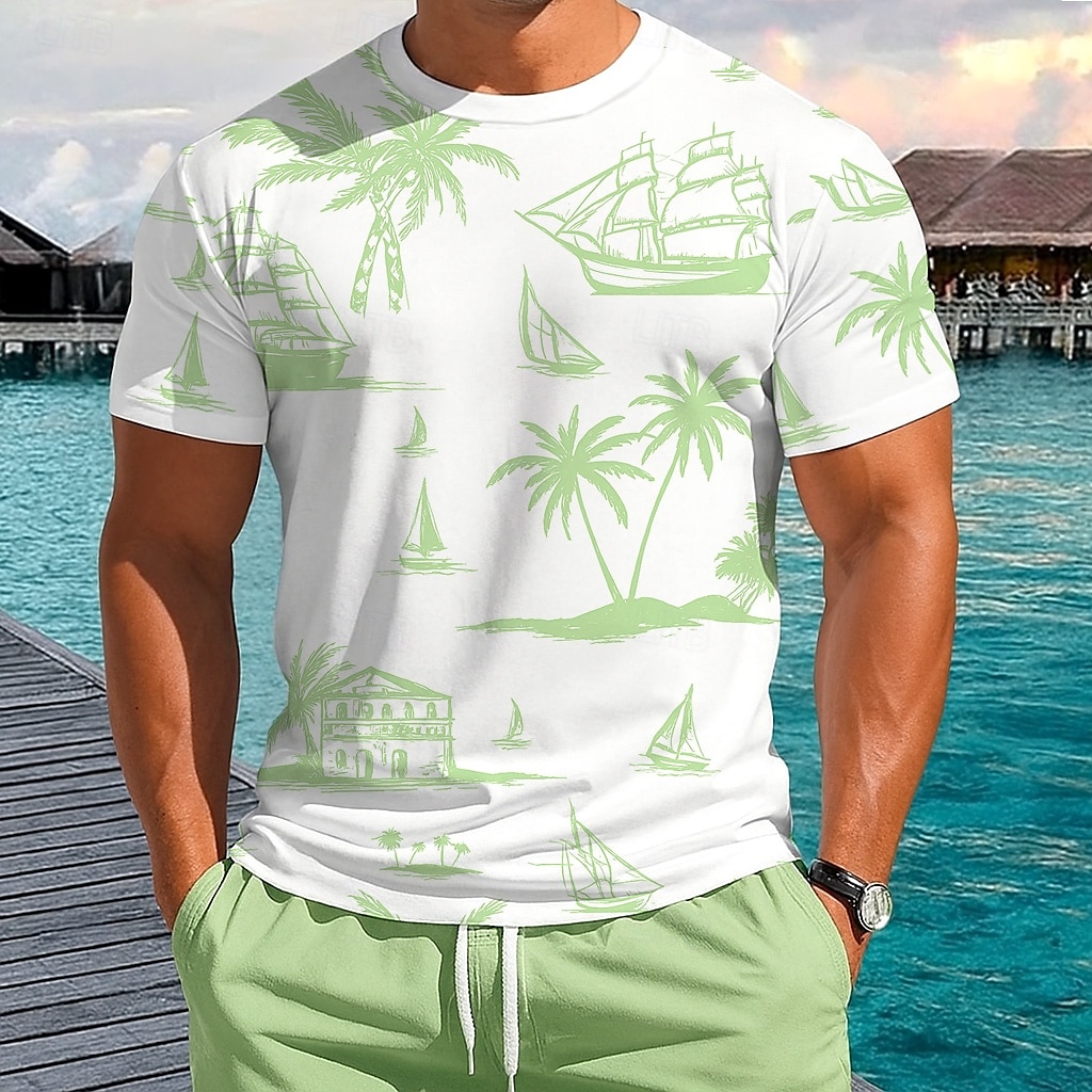 Herren Tropisch T Shirt Kurzarm T-Shirt 3D-Druck Rundhalsausschnitt Hemd Urlaub Tropisch Mode Straße Lässig Täglich Gelb Blau Grün Sommer Frühling Bekleidung S M L XL XXL XXXL 2025 - $17.99 –P5